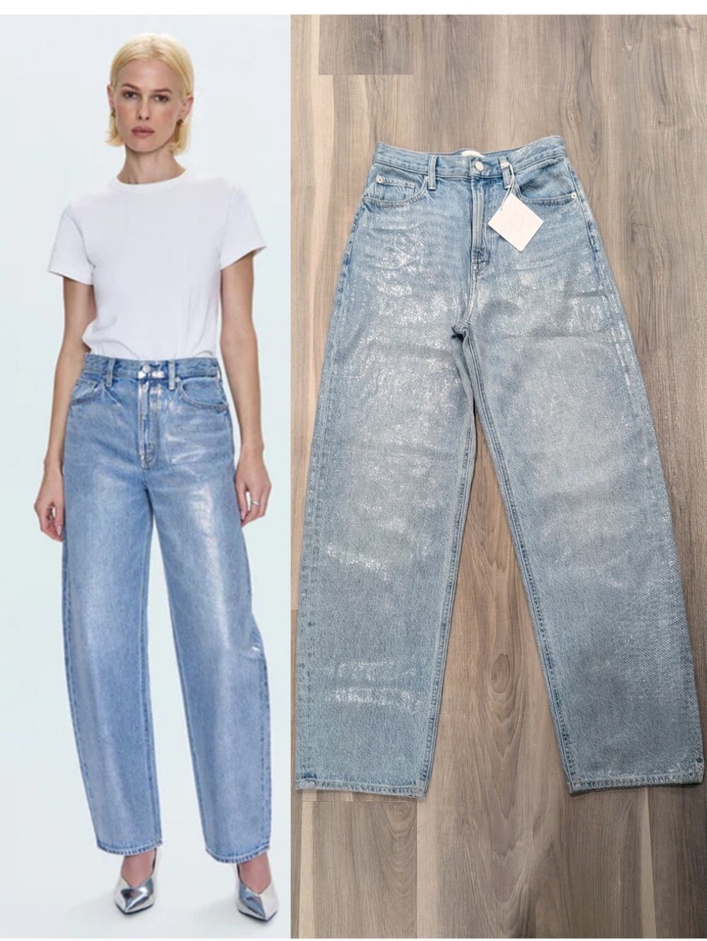 Pistola | Wes High Rise Barrel Metallic Foil Jeans In Spellbound
